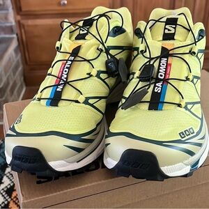 Salomon Lime and Moss Green Trail Shoes